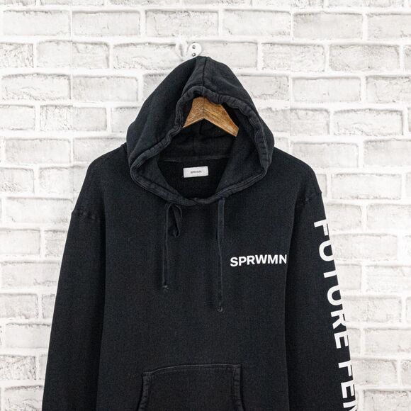 SPRWMN FUTURE FEMME Women's Terry Hoodie Sweatshirt in Black - Picture 6 of 10
